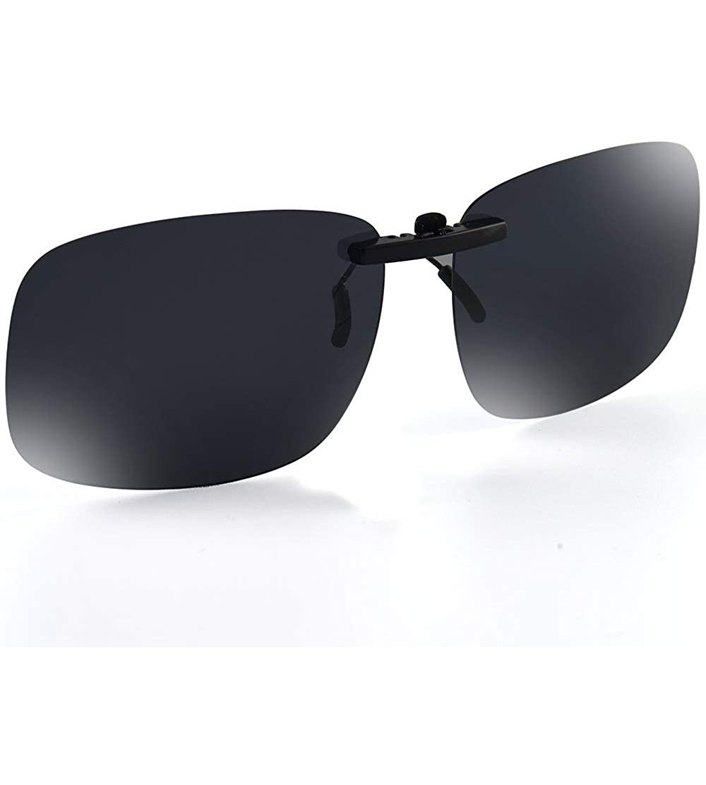 Rimless Polarized Clip on Sunglasses- UV Protection/Anti-glare- Small Metal Clip- Driving/Fishing/Outdoor- Unisex- Black - CN...