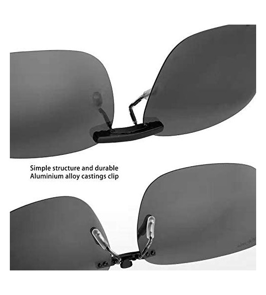 Rimless Polarized Clip on Sunglasses- UV Protection/Anti-glare- Small Metal Clip- Driving/Fishing/Outdoor- Unisex- Black - CN...