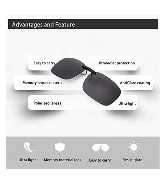 Rimless Polarized Clip on Sunglasses- UV Protection/Anti-glare- Small Metal Clip- Driving/Fishing/Outdoor- Unisex- Black - CN...