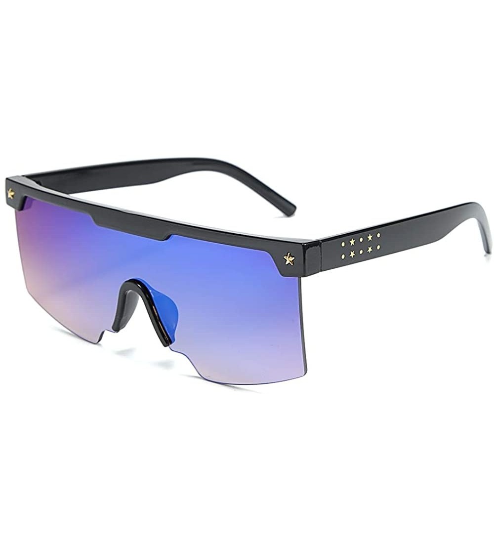 Aviator One-Piece Big Frame Sunglasses for Men and Women 2124 - Blue - C418AN3NATU $17.89