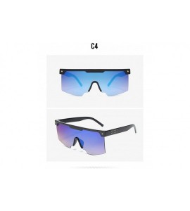 Aviator One-Piece Big Frame Sunglasses for Men and Women 2124 - Blue - C418AN3NATU $17.89