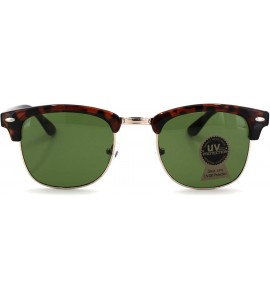 Rectangular Tempered Glass Lens Hipster Classic Half Rim Sunglasses - Tortoise Gold Green - CP18W3QT6RS $17.59