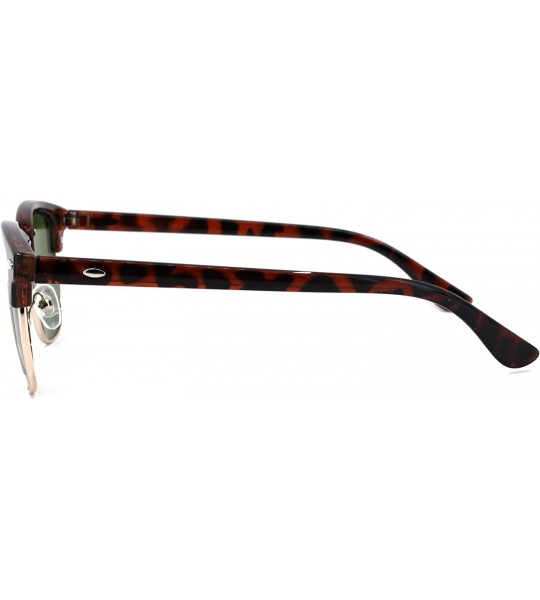 Rectangular Tempered Glass Lens Hipster Classic Half Rim Sunglasses - Tortoise Gold Green - CP18W3QT6RS $17.59