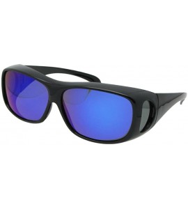 Wrap Color Mirror Polarized Fit Over Sunglasses F1 - Black Frame-blue Mirrored Gray Lenses - C618E05NW2M $33.16