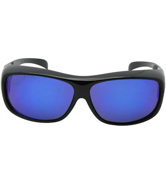 Wrap Color Mirror Polarized Fit Over Sunglasses F1 - Black Frame-blue Mirrored Gray Lenses - C618E05NW2M $33.16