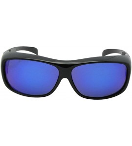 Wrap Color Mirror Polarized Fit Over Sunglasses F1 - Black Frame-blue Mirrored Gray Lenses - C618E05NW2M $33.16