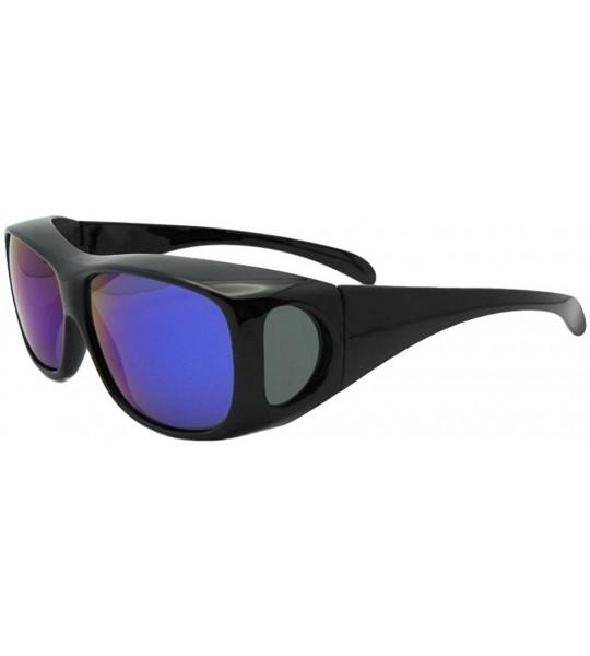 Wrap Color Mirror Polarized Fit Over Sunglasses F1 - Black Frame-blue Mirrored Gray Lenses - C618E05NW2M $33.16