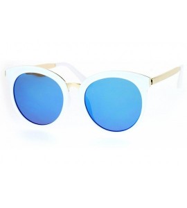 Cat Eye Retro Flat Mirror Lens Womens Horn Rim Cat Eye Sunglasses - White Blue - CM12NYLTX0Z $23.63