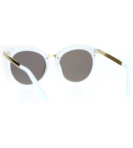 Cat Eye Retro Flat Mirror Lens Womens Horn Rim Cat Eye Sunglasses - White Blue - CM12NYLTX0Z $23.63