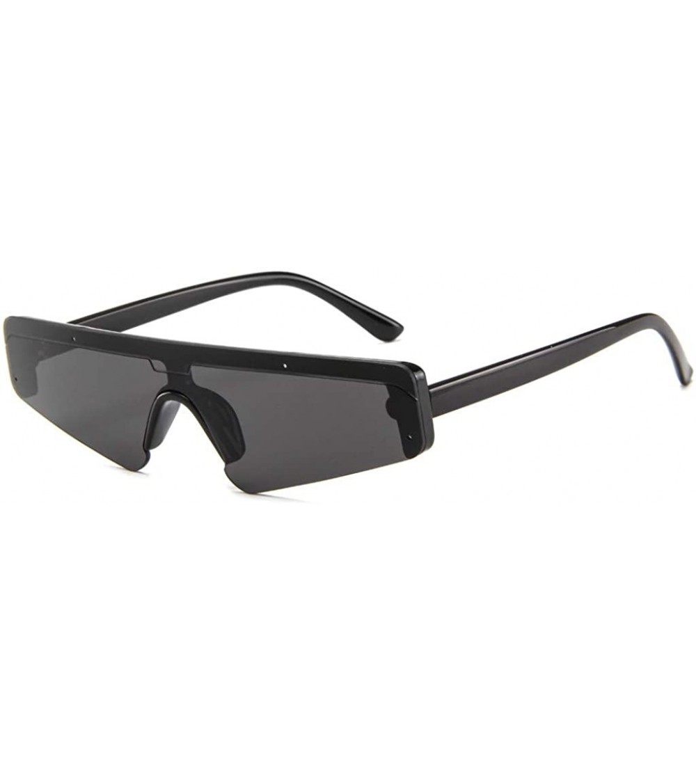 Rectangular Unisex Square Small Frame Sunglasses Retro Eyewear Fashion Eyeglass Beach Play Travel Glasses - Black - CX18SRAXA...