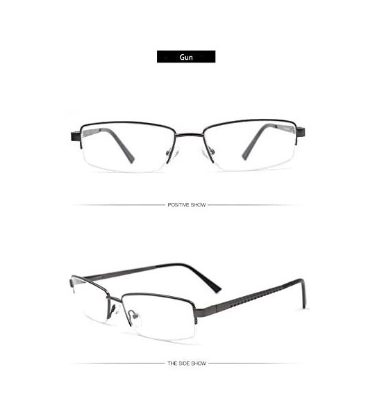 Rectangular Rectangular Half Frame Men's Myopia Glasses Frame - Gun - CT18WEK699O $23.61