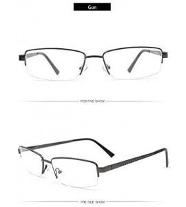 Rectangular Rectangular Half Frame Men's Myopia Glasses Frame - Gun - CT18WEK699O $23.61