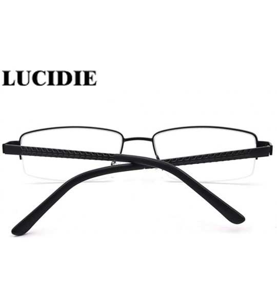 Rectangular Rectangular Half Frame Men's Myopia Glasses Frame - Gun - CT18WEK699O $23.61