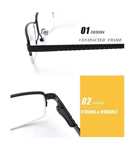 Rectangular Rectangular Half Frame Men's Myopia Glasses Frame - Gun - CT18WEK699O $23.61