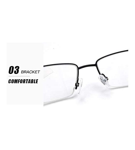 Rectangular Rectangular Half Frame Men's Myopia Glasses Frame - Gun - CT18WEK699O $23.61