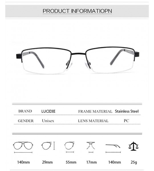 Rectangular Rectangular Half Frame Men's Myopia Glasses Frame - Gun - CT18WEK699O $23.61