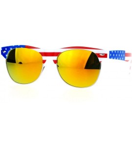 Wayfarer Mirror Lens Patriotic USA Flag Print Half Rim Sunglasses - Solid Yellow - CJ12HVJR6N3 $19.00