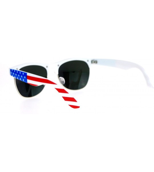 Wayfarer Mirror Lens Patriotic USA Flag Print Half Rim Sunglasses - Solid Yellow - CJ12HVJR6N3 $19.00