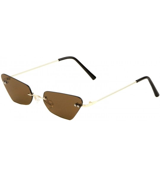 Rectangular Slim Rimless Rectangular Geometric Classic Sunglasses - Gold Metallic & Black Frame - CG18X9W0ZHO $19.19