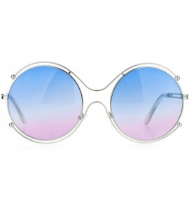 Round Womens Fashion Sunglasses Round Circle Double Metal Rim Color Gradient Lens - Silver (Blue Purple) - CV1884AIIDW $19.80