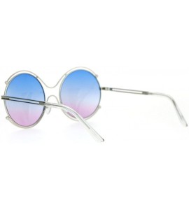 Round Womens Fashion Sunglasses Round Circle Double Metal Rim Color Gradient Lens - Silver (Blue Purple) - CV1884AIIDW $19.80