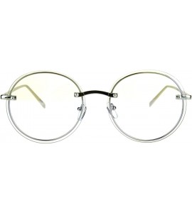 Round Round Clear Lens Glasses Metal Rims Behind Lens Fashion Eyeglasses UV 400 - Silver - CW187RI8NAQ $20.28