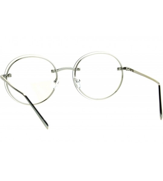 Round Round Clear Lens Glasses Metal Rims Behind Lens Fashion Eyeglasses UV 400 - Silver - CW187RI8NAQ $20.28