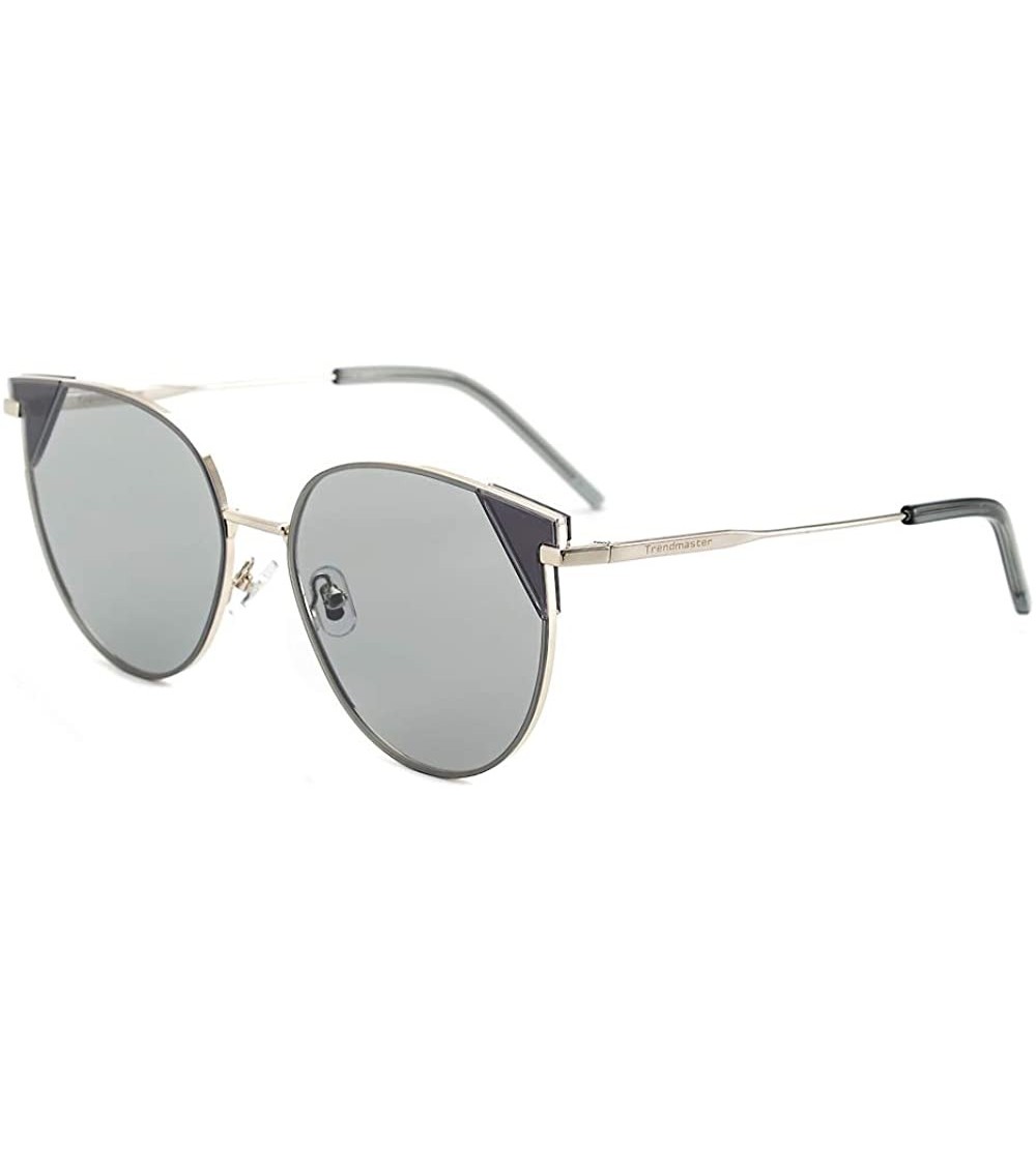 Round Polarized Sunglasses Men Women Geometric Round Oversized Vintage Metal Frame Retro Shade Glasses - UV400 - Gray - C118A...