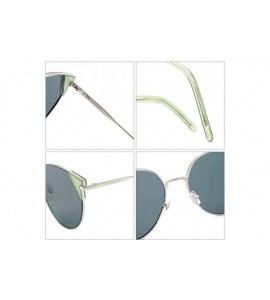 Round Polarized Sunglasses Men Women Geometric Round Oversized Vintage Metal Frame Retro Shade Glasses - UV400 - Gray - C118A...