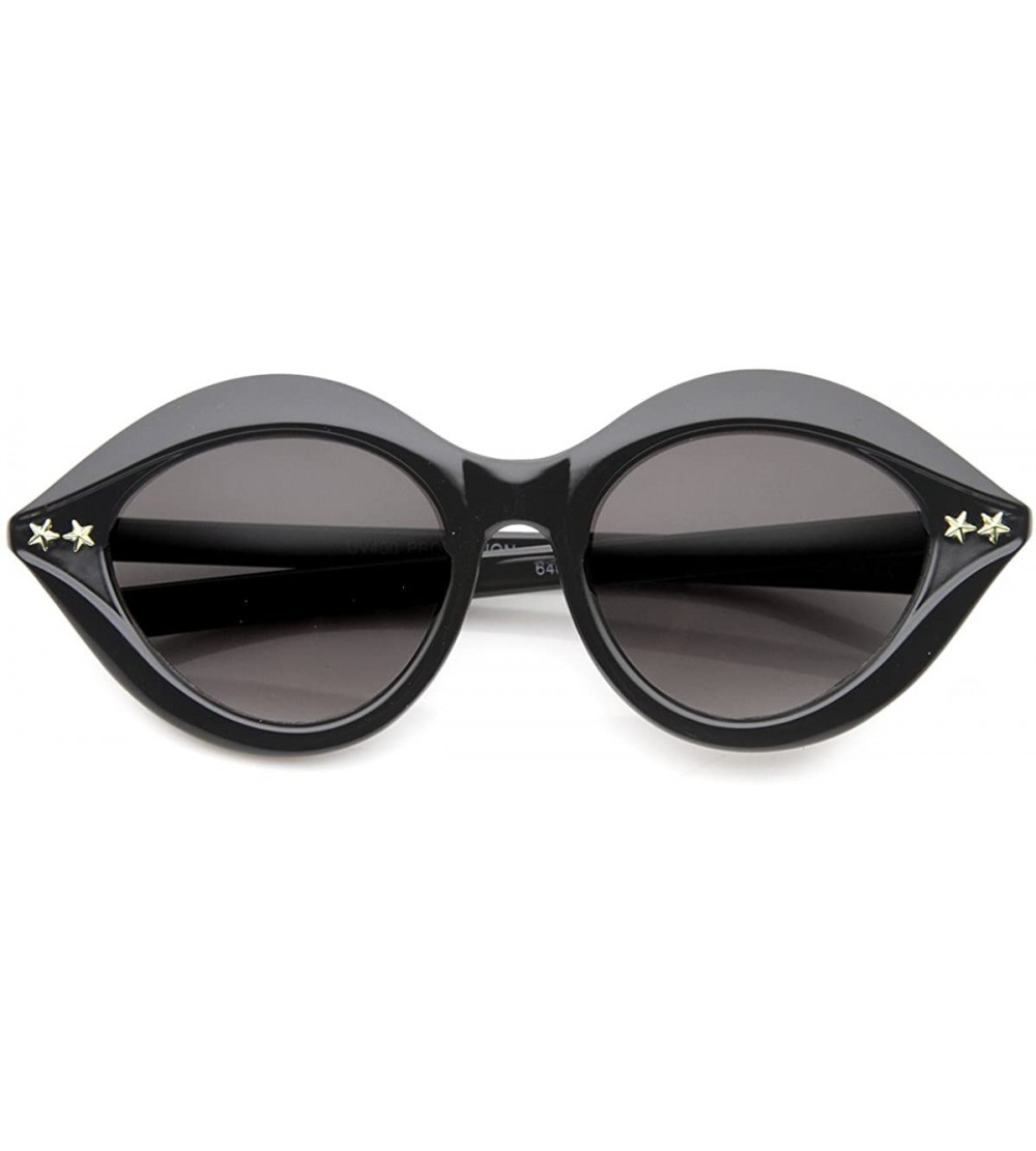 Cat Eye Womens Fashion Lips Cat Eye Mod Stars Sunglasses - Shiny-black-gold Lavender - CS11XUNTNS1 $19.61