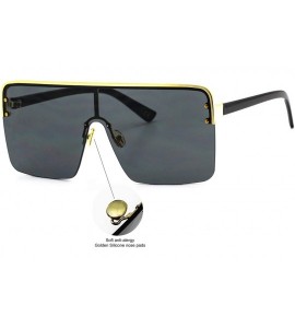 Oversized Oversized Flat Top Square VINTAGE RETRO SHIELD VISOR Style Aviator SUNGLASSES - Black - CQ18NWNIL80 $21.77