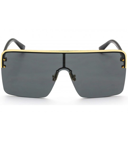 Oversized Oversized Flat Top Square VINTAGE RETRO SHIELD VISOR Style Aviator SUNGLASSES - Black - CQ18NWNIL80 $21.77