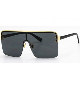 Oversized Oversized Flat Top Square VINTAGE RETRO SHIELD VISOR Style Aviator SUNGLASSES - Black - CQ18NWNIL80 $21.77