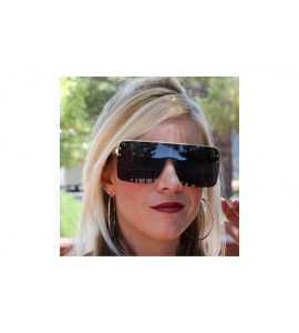 Oversized Oversized Flat Top Square VINTAGE RETRO SHIELD VISOR Style Aviator SUNGLASSES - Black - CQ18NWNIL80 $21.77