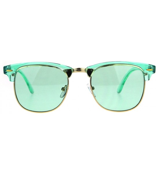 Square Fashion Sunglasses Colorful Translucent Frame Square Horn Rim Shades UV 400 - Green - CU18C6D3CHD $22.15