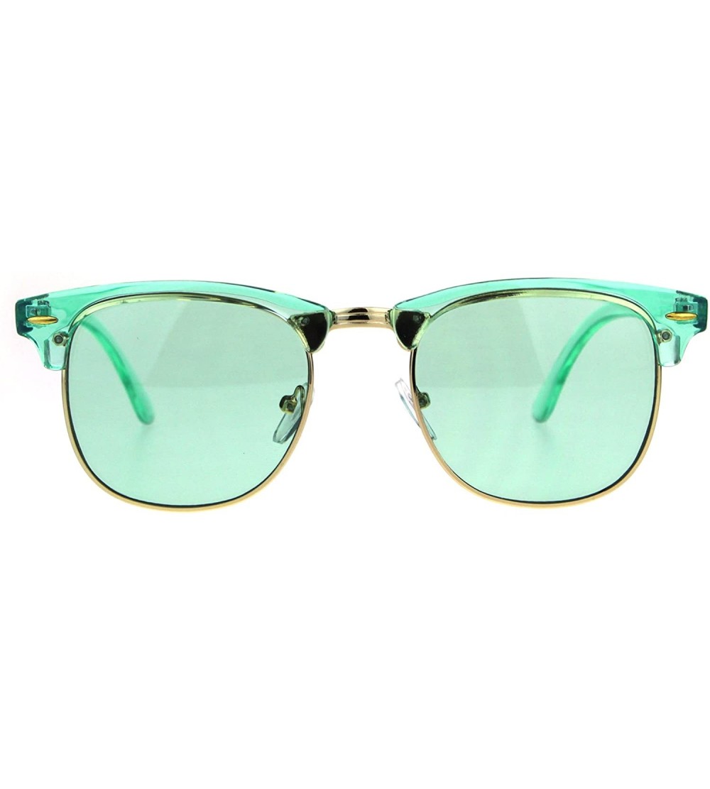 Square Fashion Sunglasses Colorful Translucent Frame Square Horn Rim Shades UV 400 - Green - CU18C6D3CHD $22.15