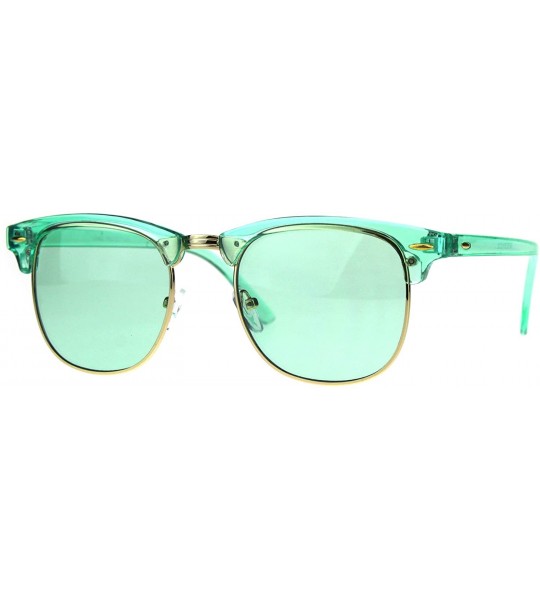 Square Fashion Sunglasses Colorful Translucent Frame Square Horn Rim Shades UV 400 - Green - CU18C6D3CHD $22.15