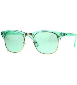 Square Fashion Sunglasses Colorful Translucent Frame Square Horn Rim Shades UV 400 - Green - CU18C6D3CHD $22.15