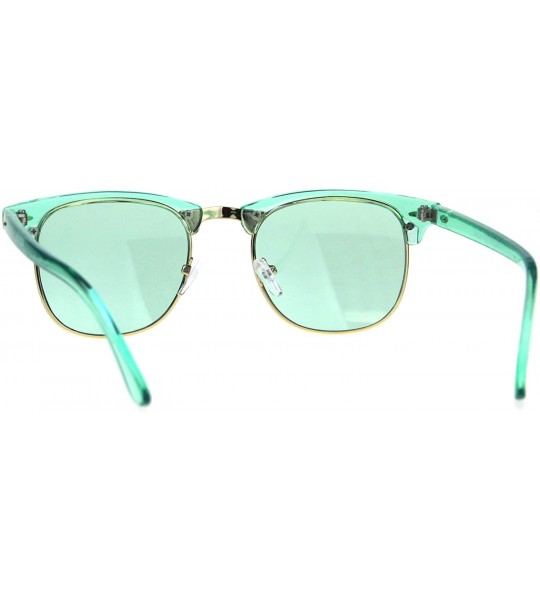 Square Fashion Sunglasses Colorful Translucent Frame Square Horn Rim Shades UV 400 - Green - CU18C6D3CHD $22.15