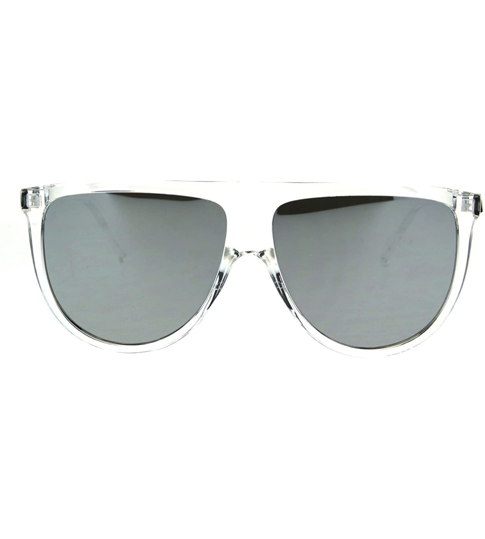 Oval Retro Fashion Unisex Sunglasses Half Oval Frame Mirror Lens UV 400 - Clear (Silver Mirror) - CL189YL6XA3 $20.95