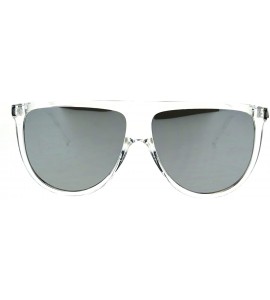 Oval Retro Fashion Unisex Sunglasses Half Oval Frame Mirror Lens UV 400 - Clear (Silver Mirror) - CL189YL6XA3 $20.95