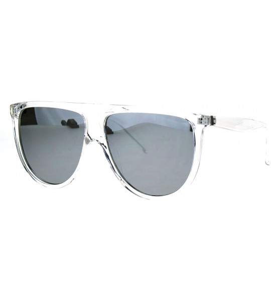 Oval Retro Fashion Unisex Sunglasses Half Oval Frame Mirror Lens UV 400 - Clear (Silver Mirror) - CL189YL6XA3 $20.95