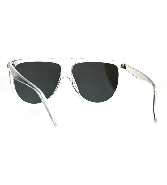 Oval Retro Fashion Unisex Sunglasses Half Oval Frame Mirror Lens UV 400 - Clear (Silver Mirror) - CL189YL6XA3 $20.95