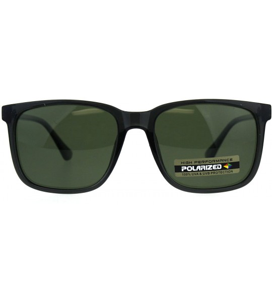 Rectangular Polarized Antiglare Mens Rectangular Mod Designer Horn Rim Sunglasses - Grey Green - C218C52A220 $23.97