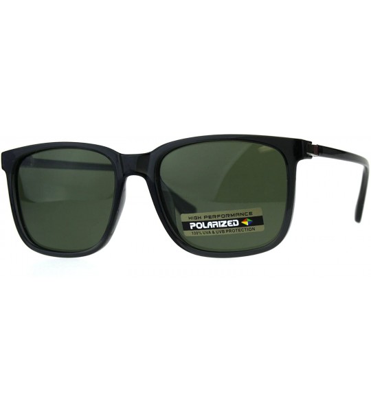 Rectangular Polarized Antiglare Mens Rectangular Mod Designer Horn Rim Sunglasses - Grey Green - C218C52A220 $23.97