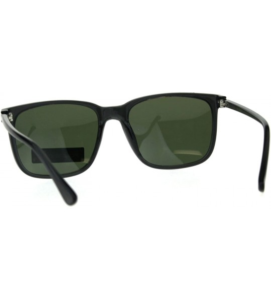 Rectangular Polarized Antiglare Mens Rectangular Mod Designer Horn Rim Sunglasses - Grey Green - C218C52A220 $23.97