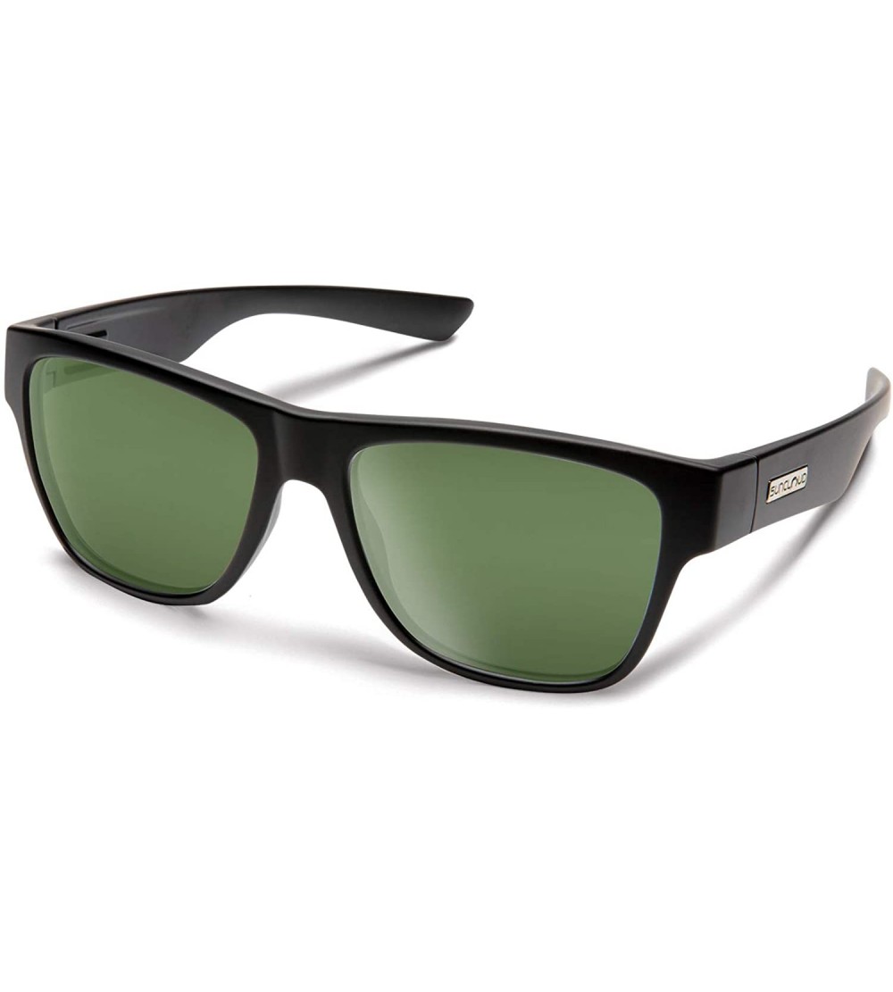 Square Redondo Injection Molded Sunglasses - Matte Black / Polarized Gray Green - CW196HO72XM $74.91