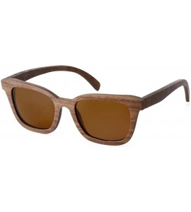 Square Polarized Sunglasses for Men - Real Wooden Black walnut Sunglasses for Women - Brown - C718UH8ZGRS $34.62