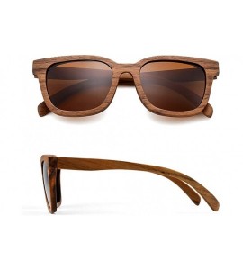 Square Polarized Sunglasses for Men - Real Wooden Black walnut Sunglasses for Women - Brown - C718UH8ZGRS $34.62