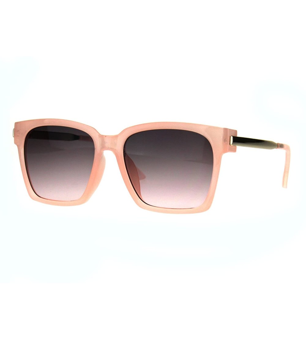 Rectangular Retro Boyfriend Plastic Rim Horned Hipster Sunglasses - Pink Smoke - C3187W87U6X $18.13